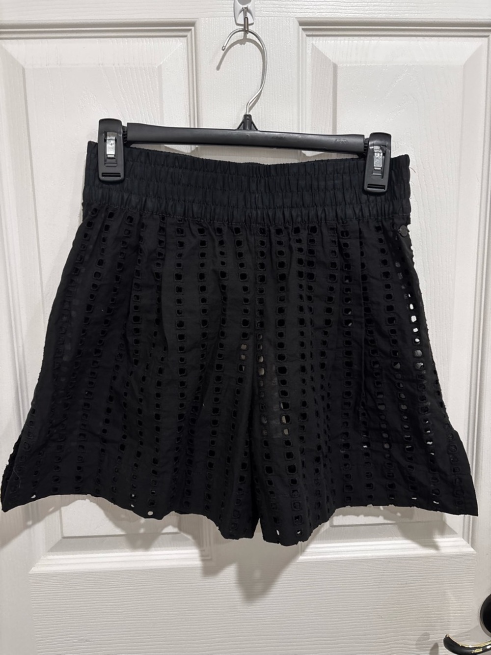 Black Eyelet Swim Coverup Shorts